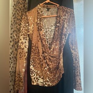 Ann Taylor Brown Leopard Print Blouse